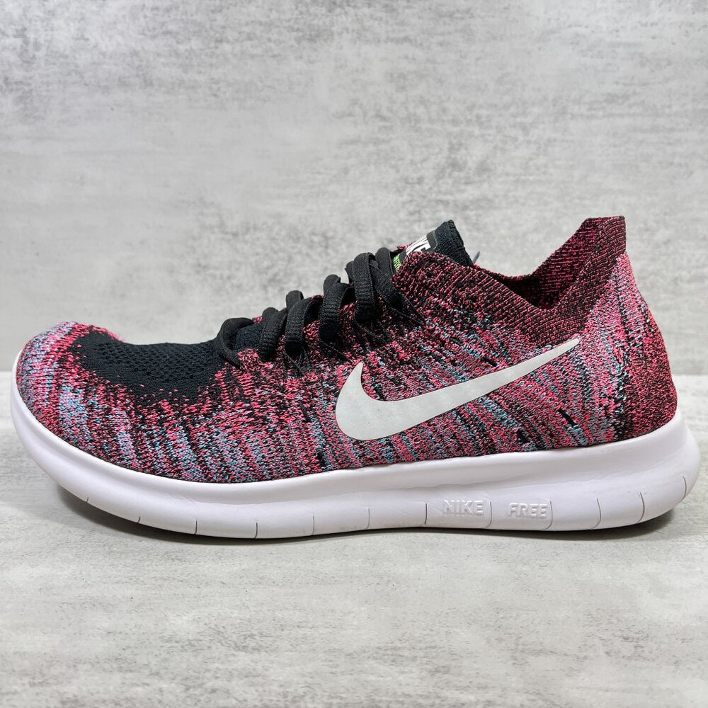 Nike Free RN Flyknit Running Shoes - Women's Size 7.5 - Red Black